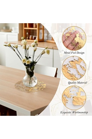 Moly Tek Kullanımlık Yuvarlak Gül Altın Amerikan Servisi İnce Örgü Mat Altın, Lüks Folyo Tasarımı, Yemek Bezi Ve Pedi Seti Altın