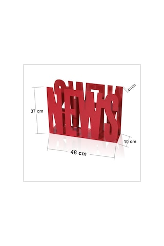 News Yazılı Kırmızı 48 x 37 CM Broşürlük Dergilik Postalık Gazetelik
