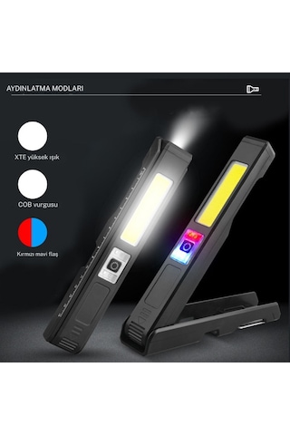 Gold Silver Gs-2070 30w Şarjlı Mıknatıslı Katlanabilir Led Çalışma Lambası - Oto Tamir Ve Kamp Feneri Siyah