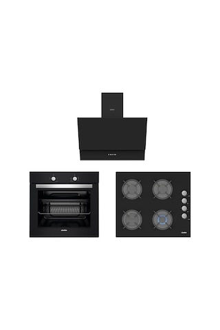 Simfer 7332 - 3500 - 8708 Siyah Ankastre Set