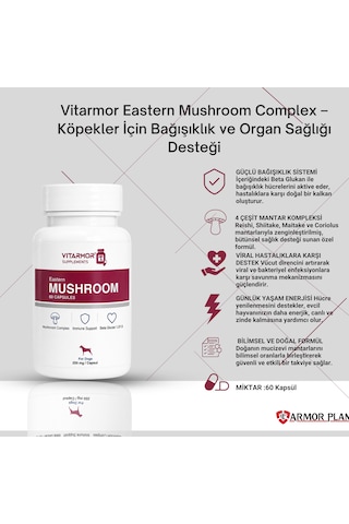 Vitarmor Eastern Mushroom Complex Köpekler İçin Bağışıklık Ve Organ Sağlığı Desteği 60 Kapsül