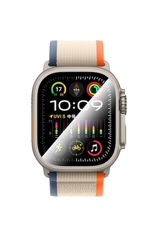 Watch Ultra 49mm Uyumlu Temperli Cam Ekran Koruyucu Caseworld Alloy Serisi Safir Titanyum