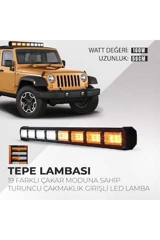 Turuncu Beyaz Çakarlı 55cm Çakarlı Off Road Traktör Tır Çekici