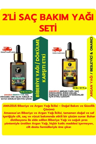 Amazeus Biberiye Ve Argan Yağı İkilisi %100 Saf, Doğal, Soğuk Pres Ve Vegan Bakım Seti 2x20 Ml