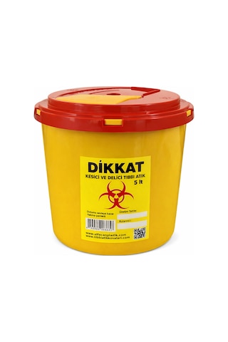 Tıbbi Atık Kovası, Enfekte Kovası Sarı Renk , Hijyenik Ve Güvenli Kullanım 5 Litre Tüm Adetler Sarı