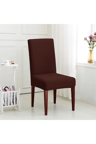 Koyu Kahve 1/2/4/6 Adet Elastik Sandalye Örtüleri Spandex Yemek Sandalyesi Slipcover Yemek Odası Düz Renk Sandalye Kılıfı Düğün Otel Ziyafet İçin 1-pcs