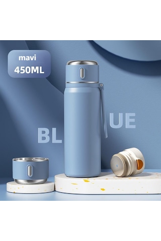 Aoyingnettech Kızlar İçin Termos Kupa Yüksek Değer 316 Paslanmaz Çelik Büyük Kapasiteli Su Bardağı Taşınabilir Öğrenci Okulu Özel Su Bardağı Açık Kamp Termos Kupası Mavi