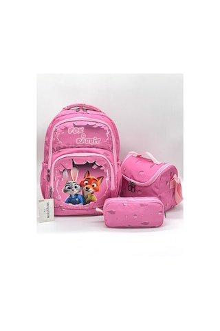 Msmixxstore Karakter Desen Termal Beslenmelikli Ve Kalemlikli Suya Dayanıklı Kumaş Sırt İlkokul Çantası / 3900 Pembe