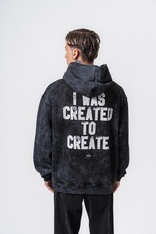 Respire Erkek Create Baskılı Kapüşonlu Oversize Hoodie Siyah