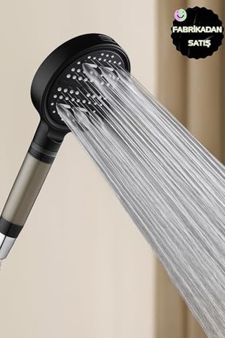 Ahlez Nova Filtreli Duş Başlığı, Siyah, 6 Fonksiyonlu, Yüksek Basınçlı, Klor Ve Kireç Önleyici, 5 Yedek Filtre Dahil