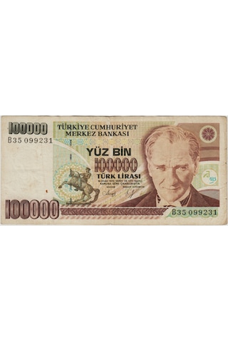 7. Emisyon 1. Tertip 100.000 Lira B35 Çok Temiz -