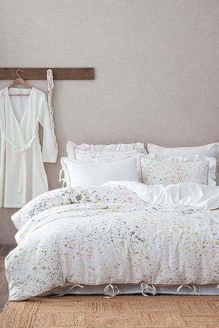 Ecocotton İlya Çift Kişilik Nevresim Takımı %100 Organik Pamuk Müslin Krem 200x220 Cm-1941 Krem