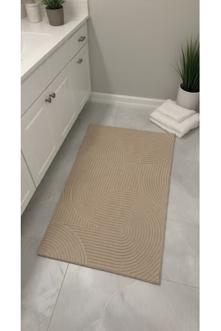 Dinarsu 2'li Banyo Paspası 60x100 40x60 Kaymaz Taban Bej