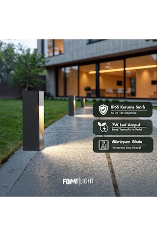 FoneLight Luzerra 35 cm LED Bahçe Set Üstü Aydınlatma Antrasit Alüminyum IP65 Peyzaj Yürüyüş Yolu Bahçe Lambası 3000K