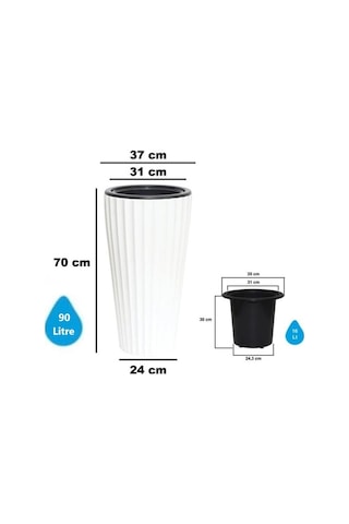Omnipazar So-lvt2 Lilyum Vazo Saksı Takımı İç Kovalı 90 Litre No:2