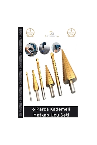 Matkapucu Titanyum Kaplı Hss Kademeli Metal Ahşap Delici Matkap Ucu Sac Delme 6 Parça Panç Seti