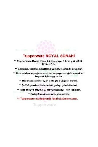 Tupperware Royal Sürahi Suluk 1.7 Litre