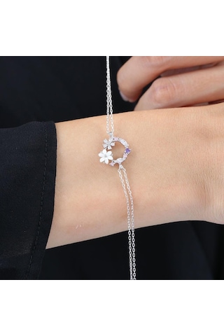 Mia Vento Bahar Bahçesi Manolya Çiçeği Flowers Gümüş Bileklik