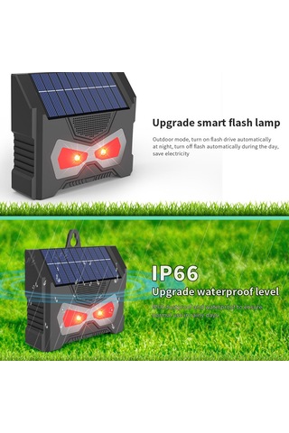 Kosona Güneş Enerjili Ultrasonik Hayvan Kovucu, 9-65 Khz Frekansı, Su Geçirmez, Bahçe/çiftlik Koruması, Siyah Sjz059