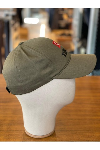 Türkiye Bayrak Nakışlı Pamuklu Unisex Cap Şapka Haki