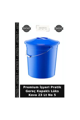 Premium İşyeri Pratik Gereç Kapaklı Lüks Kova 23 Lt No 5 Çok Renkli