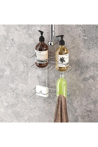 Tekno Tel Bk-067 Asmalı 2 Katlı Düz Banyo Duş Rafı Krom