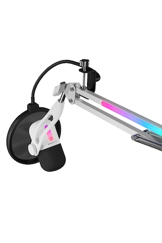 Arpej Rgb Masa Standlı Ses Göstergeli Dokunmatik Oyuncu Mikrofonu Yayıncı Mikrofonu Gaming Beyaz Siyah - ÜRün siyah