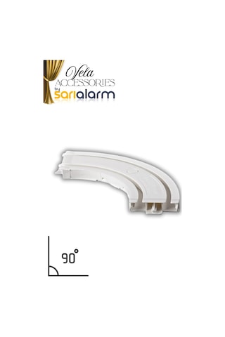 Vela - 2 Raylı Kornişler İçin Tam Dönüş 90 Beyaz