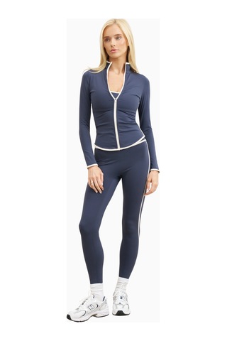 Because Of Alice Base Contrast Trim Zip Up Jacket Şekillendirici Kontrast Detaylı Kadın Ceket Mavi