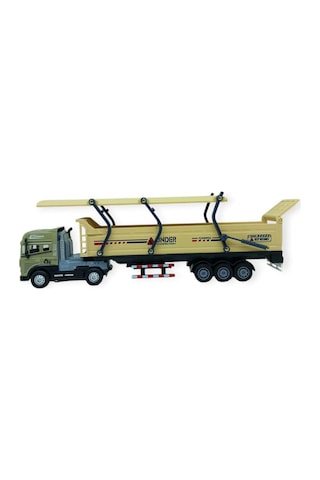 Metal Tır 1:24 - Sesli Işıklı Kum Taşıyıcı Tır 39 Cm - Haki Lisinya