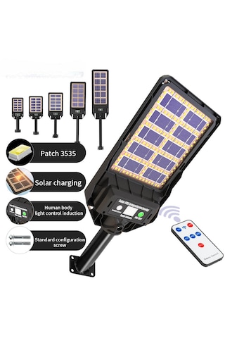 400w Çift Yüzey Şarjlı Güneş Enerjili Ultra İnce Led Sokak Lambası Su Geçirmez, Sensörlü, Kumandalı 400w