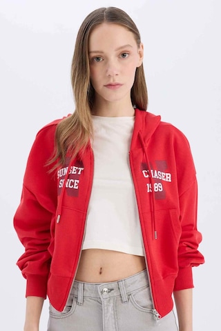 DeFacto Coool Oversize Geniş Kalıp Kapüşonlu Baskılı Kalın Fermuarlı Sweatshirt E5463AX25SMRD59