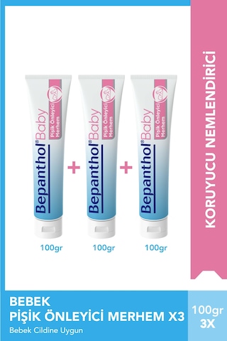 Bepanthol Baby Pişik Önleyici Merhem 100 gr 3lü Paket l Parapen, SLS, Parfüm, Koruyucu İçermez