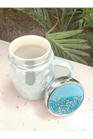 Kapağı Sulu Kupa Mug Mavi