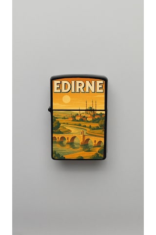 Edirne Retro Vintage - Benzinli Siyah Çakmak Magnet Hediye Siyah
