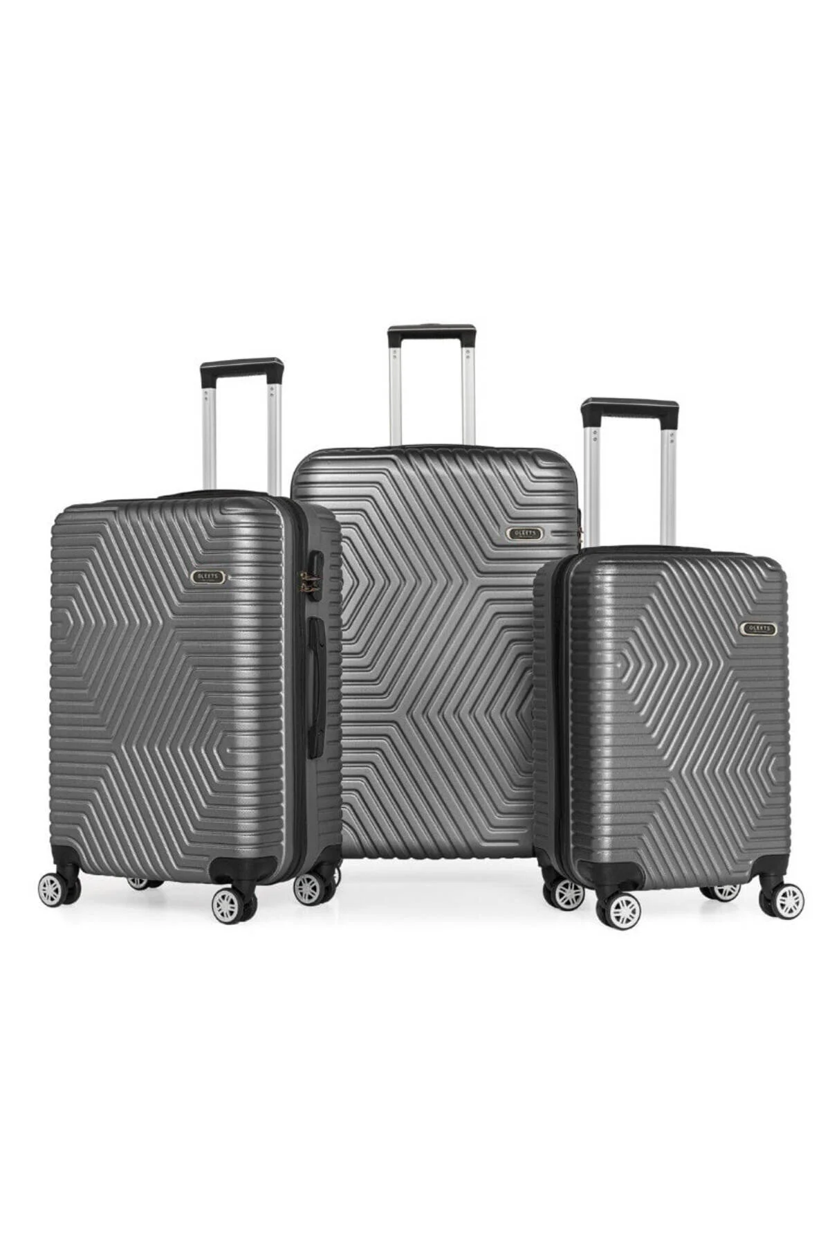 Oleets Unisex 4 Tekerli Kilitli 3'lü Set Valiz-bavul Füme