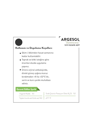 Sıvı Humik Asit 5 L Argesol Tarım