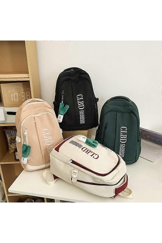 Ganzhoushop Yüksek Değerli Okul Çantası Instagram Kore Tarzı Sırt Çantası Erkek Büyük Kapasiteli Kampüs Ortaokul Lise Sırt Çantası Kore Tarzı Basit Okul Çantası Krem-beyaz Çok Renkli