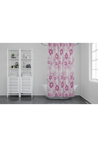 Zethome Günce Banyo Duş Perdesi 2224 Çift Kanat 2X100x200 Pembe