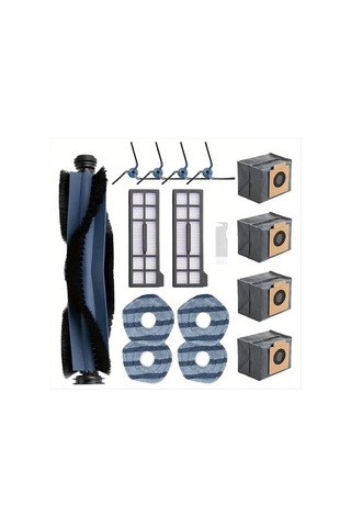 Xuweiwei 16 Adet Eufy X10 Pro Omni Robot Süpürge Yıkanabilir Yeniden Kullanılabilir Yan Fırçası Hepa Filtresi Mop Bez Toz Torbası