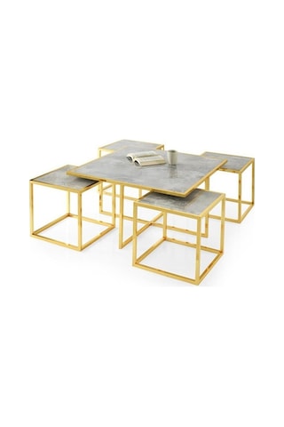 Kares 4 Zigonlu Orta Sehpa Metal Gold 90X90X47Cm (531807291)
