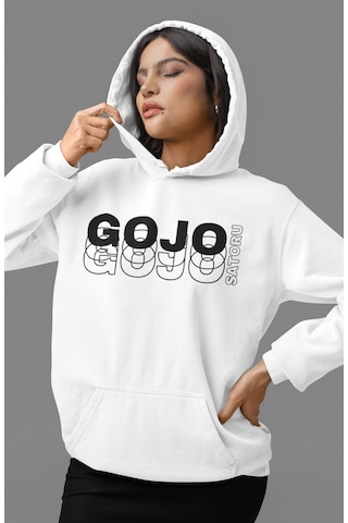 Sevbano Jujutsu Kaisen Gojo Satoru Anime Sırt Baskılı Unisex Oversize Pen beyaz