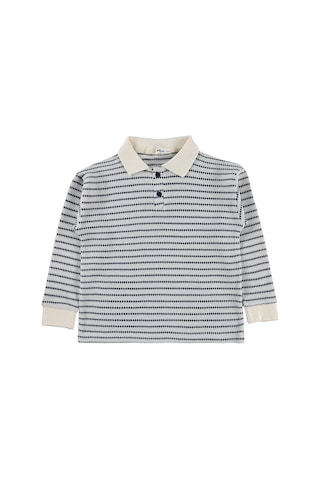 Civil Boys Çizgili Polo Yaka 6-9 Yaş Sweatshirt - Lacivert