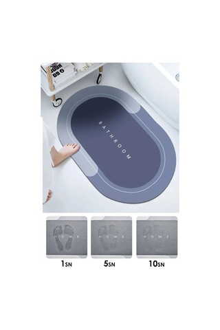 3,5 Mm 40x60 Oval Süper Su Emici Banyo Paspası Diyatom Abdest Paspası Banpas Gri