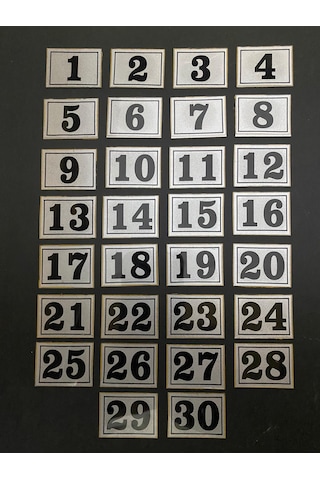Kapı Numarası Dolap,Raf,Posta Kutusu 3X3 Cm 1 Den 30 A Kapı Numarası Dolap,Raf,Posta Kutusu 3X3 Cm 1 Den 30 A