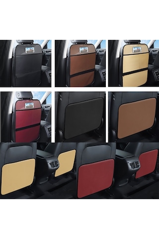 Araba Koltuğu Arkası Çocuk Tekme Önleyici Ped Geri Arka Anti-kirli Evrensel Deri Koruma Pedi Saklama Çantası Her Şey Dahil Sürüm Siyah