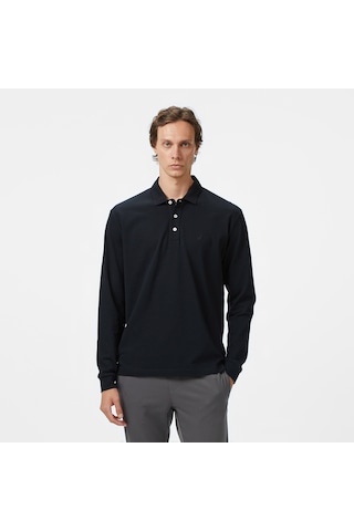 Nautica Erkek Siyah Classic Fit Uzun Kollu Polo Yaka T-shirt Düz K57042t Siyah