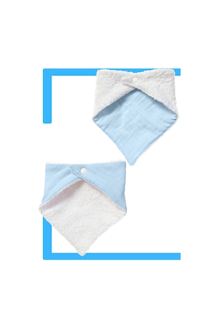 Bebek Ağız Bezi Salya Önlüğü Fular Çok Amaç 2'li M-byz Beyaz - Mavi