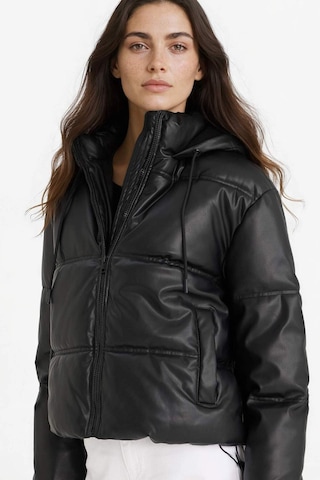 Defacto Regular Fit Kapüşonlu Polar Astarlı Suni Deri Mont F2142ax25wnbk27 Siyah-bk27