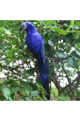 Maotai 2x Mavi Kuş Papağan Süsü Taklit Hayvanlar Açık Ağaç Asılı Dekor